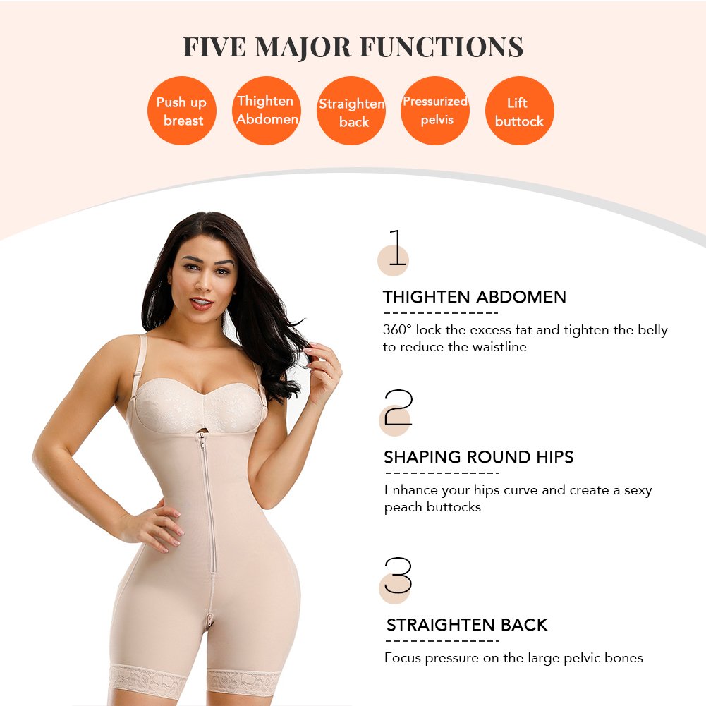 Compression Adjustable Straps Quick Dry Open Crotch 3 Layers Full Body Shaper Full Body Shapers Women Slimming Shapers