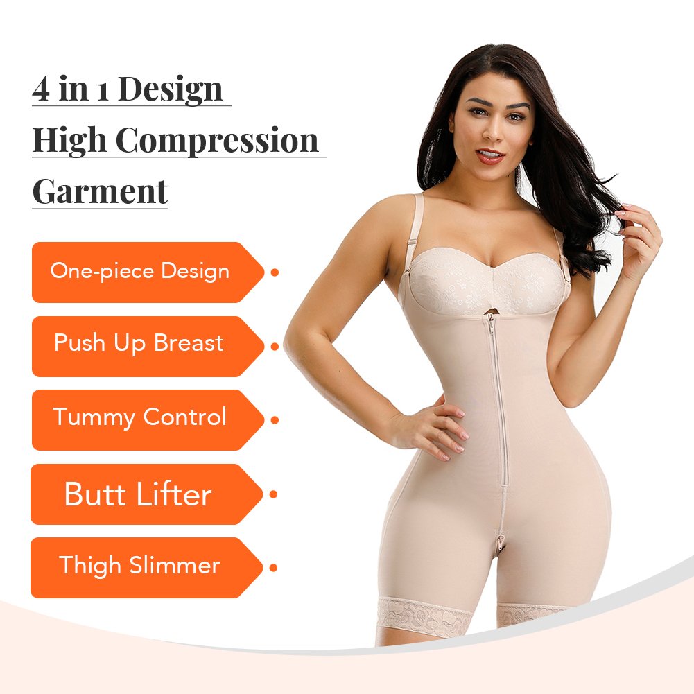 Compression Adjustable Straps Quick Dry Open Crotch 3 Layers Full Body Shaper Full Body Shapers Women Slimming Shapers