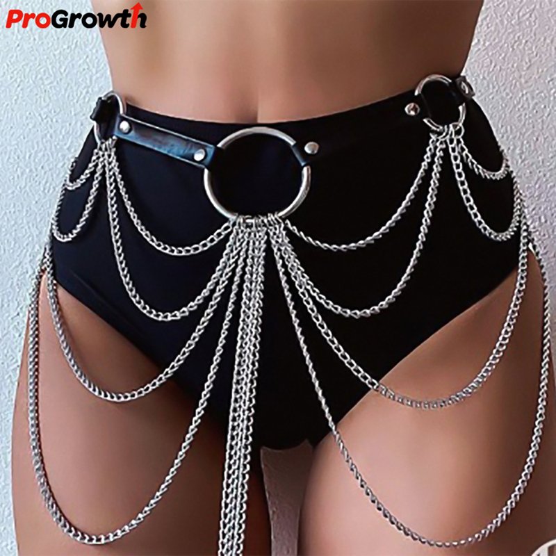 Multi Layered Punk Leather Belt Metal Tassel Waist Chain Body Chain Fashion Trendy Jewelry Accessories for Women and Girls
