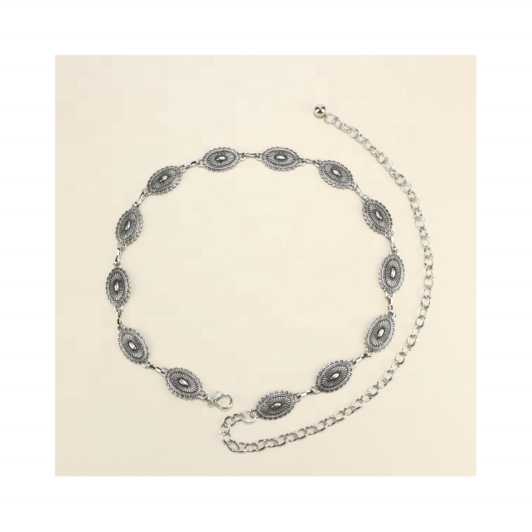 Moyamiya Wholesale vintage alloy Turquoise Stone Concho Chain Belt Retro Lady fashion Jewelry body chain