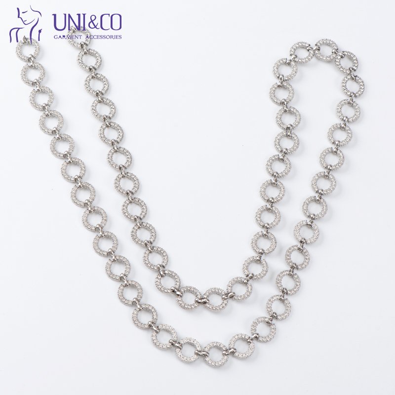 Metal Waist Circular Pearls Rhinestone Chain Necklace Flatback Clothing Jewelry Accessories For Pants Women Bikini
