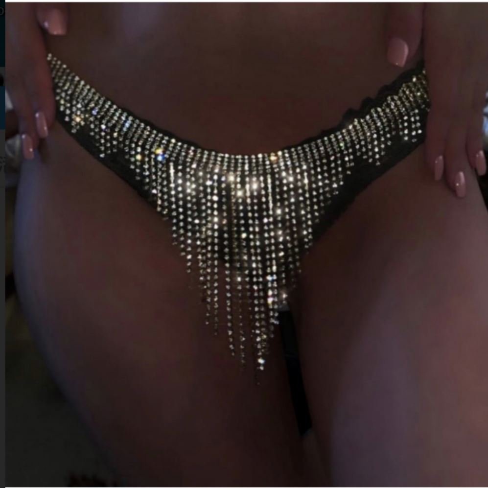 Hot Selling Sparking Rhinestone Waist Chain Sexy Tassels Body Chain Thong Underwear Panties Women Fashion Body Chain Jewelry