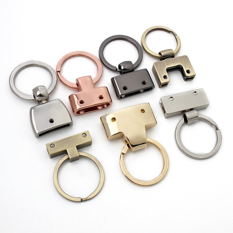 Wholesale Belt Screw Bell Buckle Decorative DIY Leather Craft Metal Hardware Custom Logo Key Ring Holder for leather key chain