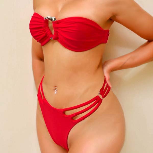 YY6142 OEM Strap Bikini Custom Women Swimsuit Satin Bikini and pants Set trend Swimwear 2024