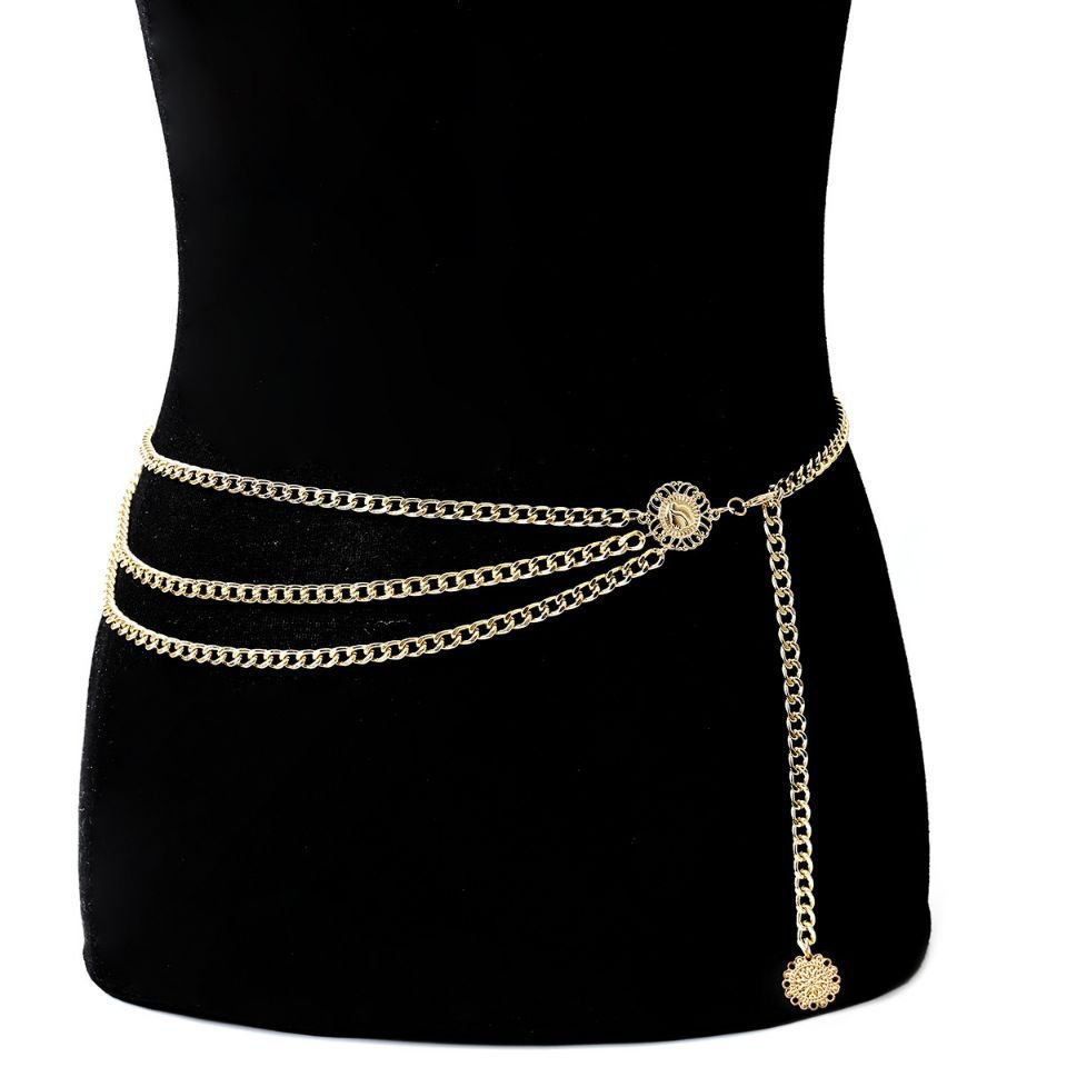 wholesale fashion Multilayer Metal Waist Chain Dress Belts Metal Belt for Women for women dresses vestidos pant ecoparty
