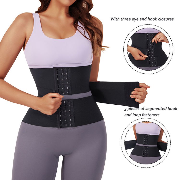 Hexin Shapewear Verified Pro HEXIN in stock Women Slimming Tummy Control Adjustable plus size 3 Hooks Waist Trainer Belt Wrap Waist Trainer