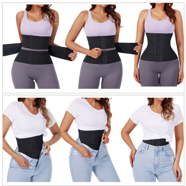 Hexin Shapewear Verified Pro HEXIN in stock Women Slimming Tummy Control Adjustable plus size 3 Hooks Waist Trainer Belt Wrap Waist Trainer