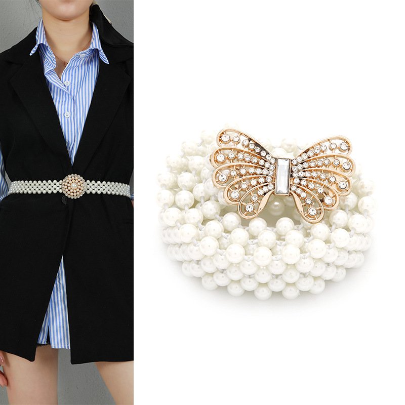 Water Diamond Pearl Decorative Belt Fashion Women's Pearl Waist Chain