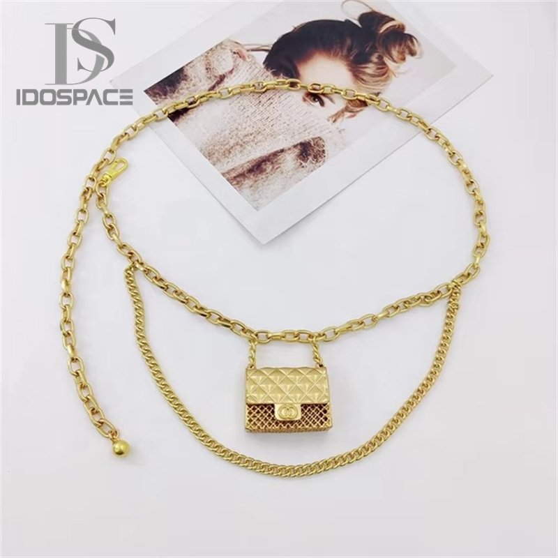 Hot Selling Chain Belt For Women Mini Waist Gold Metal Bag Hollowed Out Bag Waistband Tassel Body Jewelry Accessories