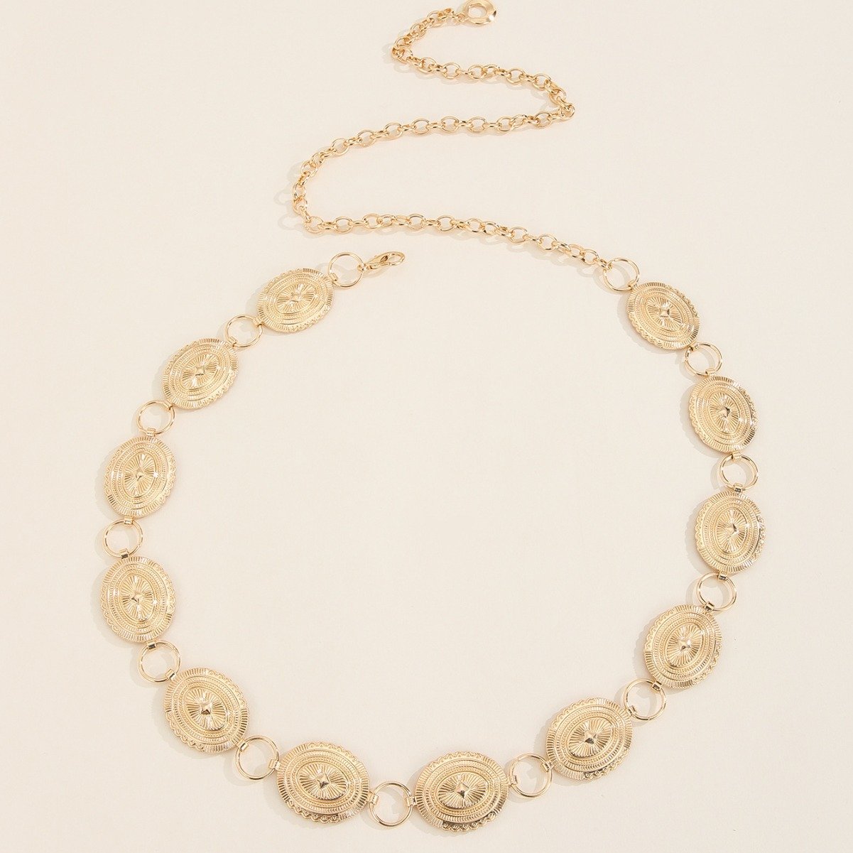 Metal Waist Seal Western Style Disc Waist Chain Retro Metal Chain Adjustable Body Chain