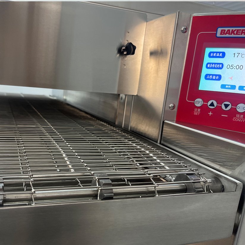 Automatic conveyor belt pizza baking machine 304 stainless steel electric countertop chain oven with window