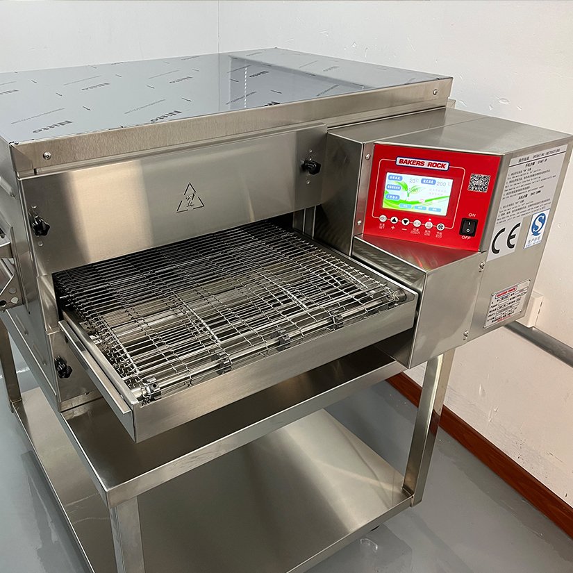 Automatic conveyor belt pizza baking machine 304 stainless steel electric countertop chain oven with window