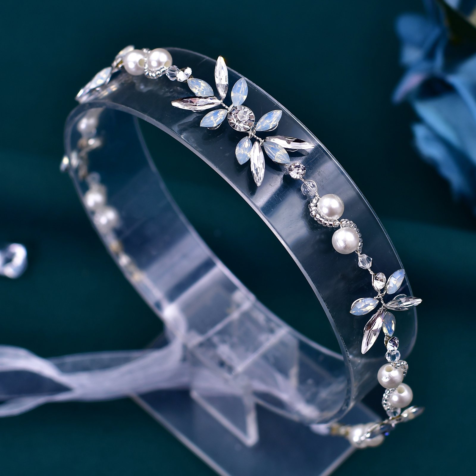 Women Bridal Wedding Beads Waist Belt with Organza Handmade Beaded Bridesmaid Waistband
