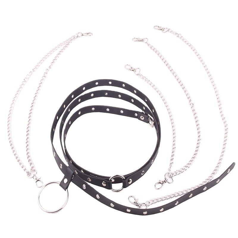 Punk Waist Belt Chain Leather Black Belly Chains Layered Goth Body Accessories for Women and Girls