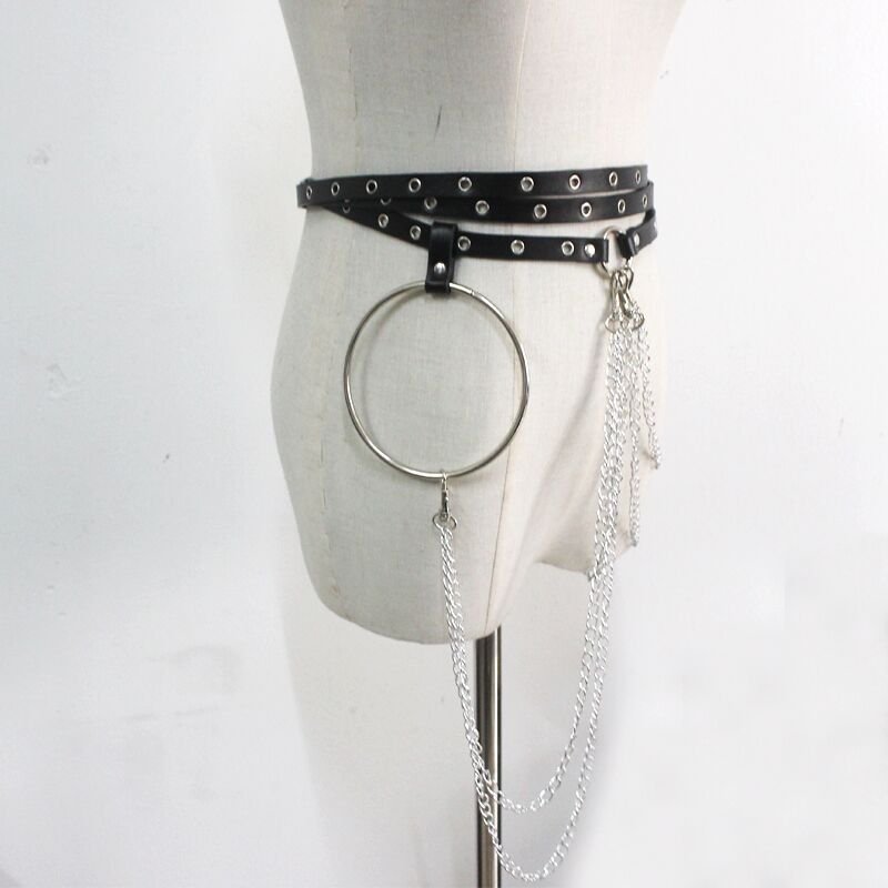 Punk Waist Belt Chain Leather Black Belly Chains Layered Goth Body Accessories for Women and Girls