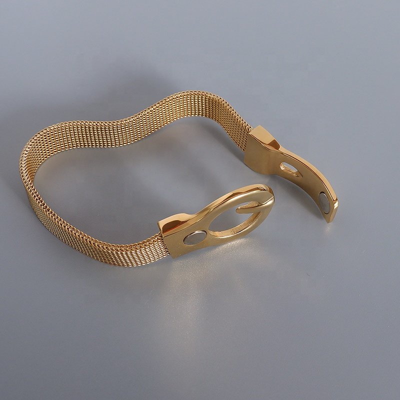 Small Luxury Watch Belt Buckle Magnet Bracelet Hand Jewelry Plated 18K Gold Geometric Chain & Link Bracelets Titanium Steel