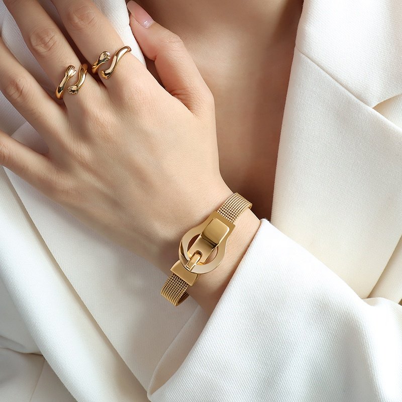 Small Luxury Watch Belt Buckle Magnet Bracelet Hand Jewelry Plated 18K Gold Geometric Chain & Link Bracelets Titanium Steel