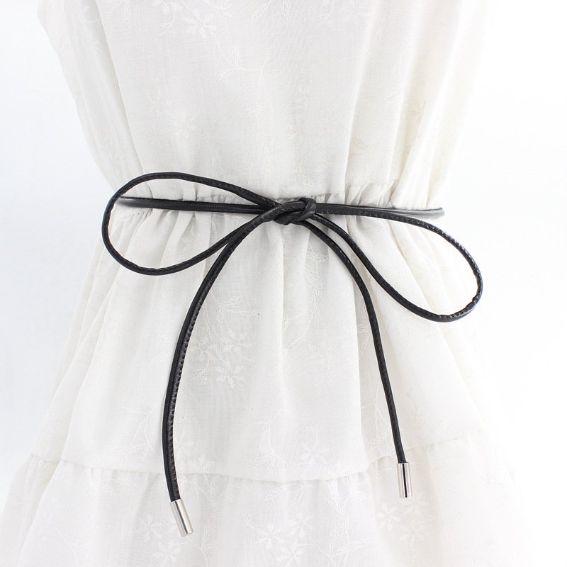 New Female Chain Thin Belt Simple Decoration Tie With Dress Long Waist Rope Knotted Vintage Dresses String Waistband