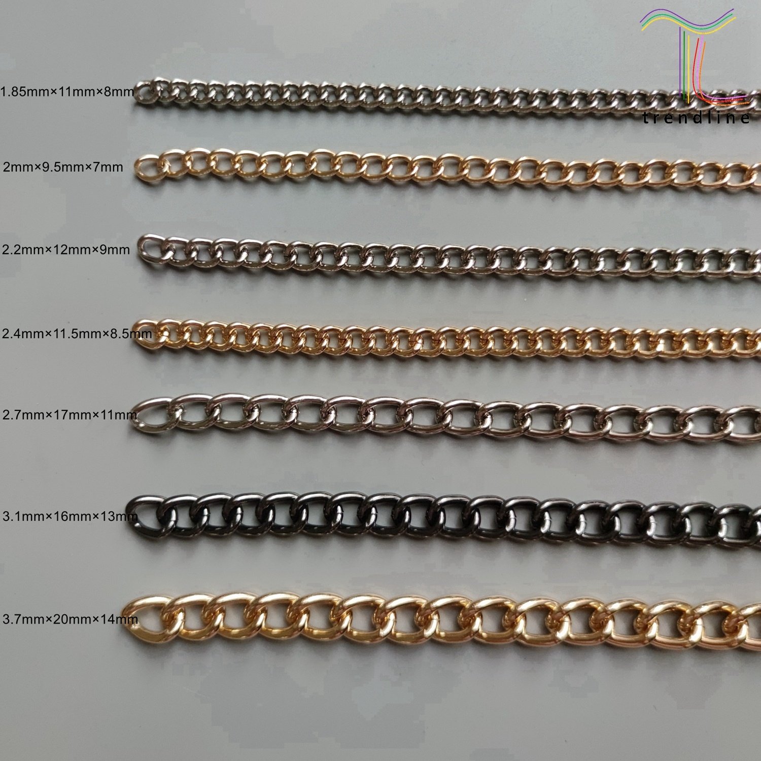multi sizes light heavy weight cutting jean aluminum fashion body metal chains for men decoration