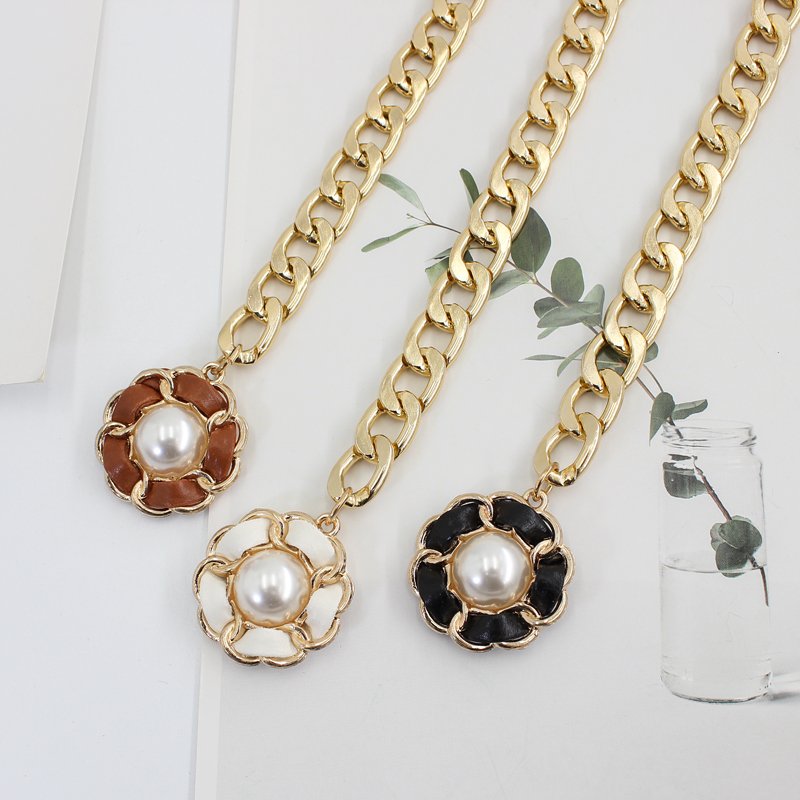 New Hot sale Plus size for big waist fat women suede metal chain Woman Dress Decorate Flower Simple Waist Belts