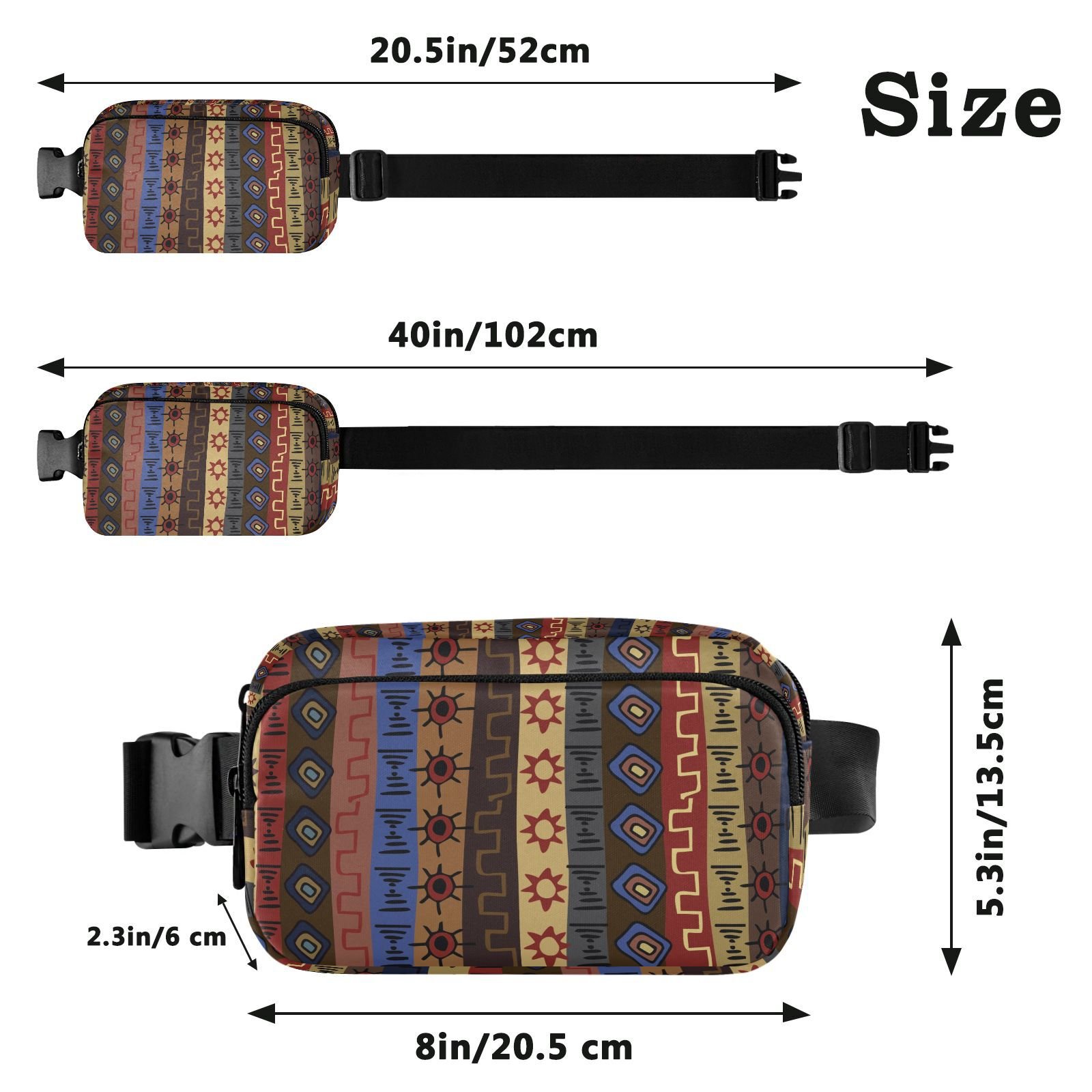 Boho Outdoor Polyester Fanny Pack Belt Running Sport Waterproof Waist Bag for Women