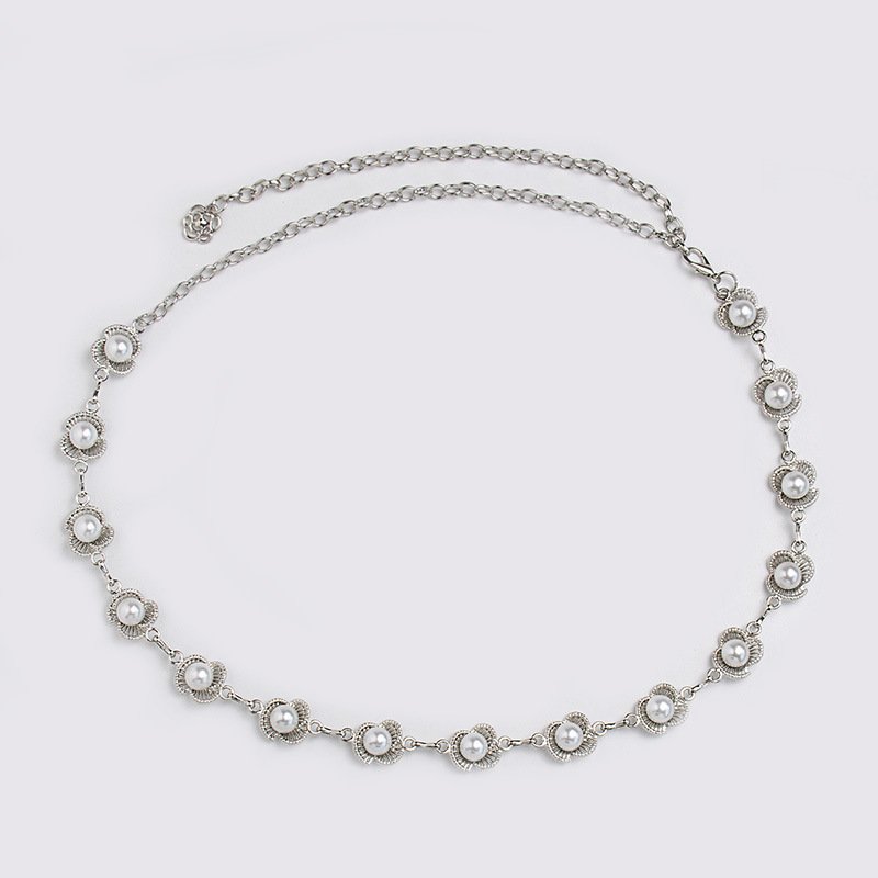 Hot Selling Ladies Metal Waist Chain Pearl Inlaid Body Chain Belly Dance In Stock Wholesale Waist Chain