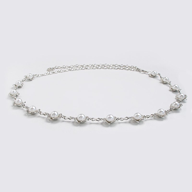 Hot Selling Ladies Metal Waist Chain Pearl Inlaid Body Chain Belly Dance In Stock Wholesale Waist Chain