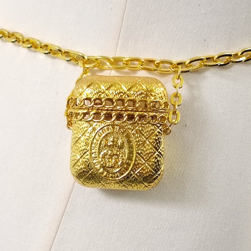 Punk Motorcycle metal Gold Waist Chain belt with Mini Bag For Girls