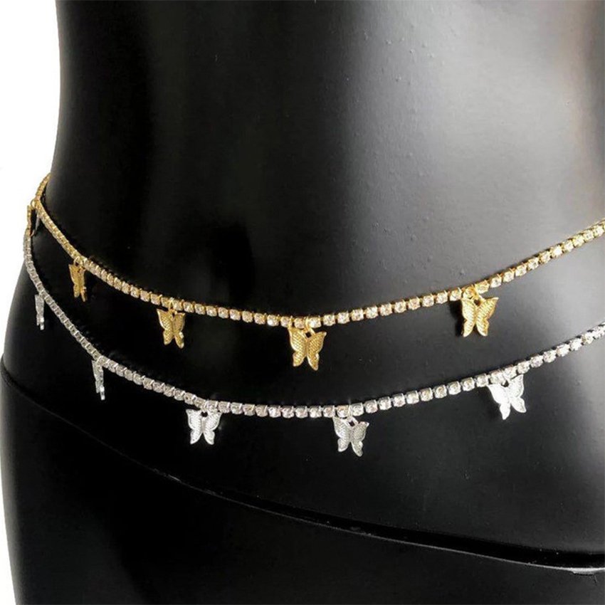 Custom Gold Plated Zodiac Letter Initial Waist Chain Belly Chain Thong Body Chain Women
