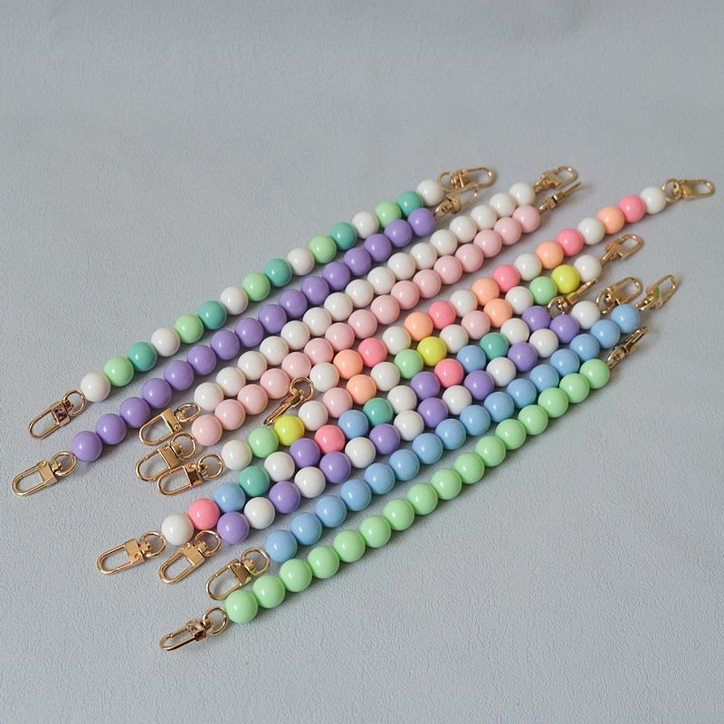 Rewin 15mm Round Beads Extender Bag Straps Acrylic Beaded Short Bag Chain Purse Strap Plastic Key Chains Bag Chains Accessories