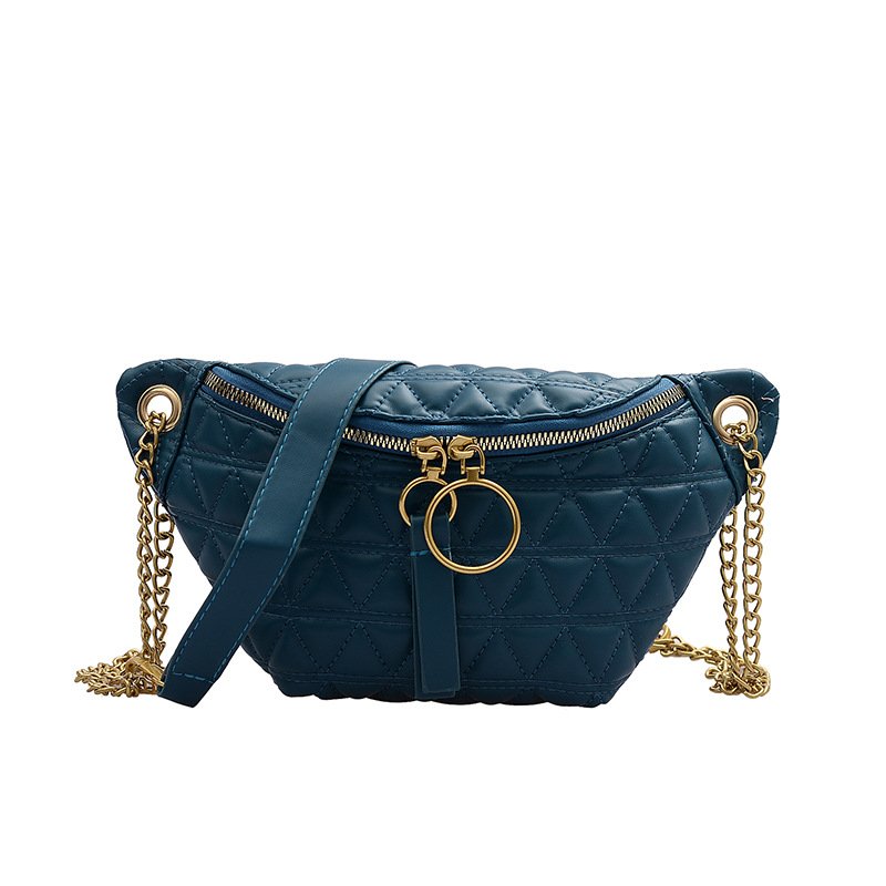 Diamond pattern girls fanny pack ladies chain belt bag waist for woman