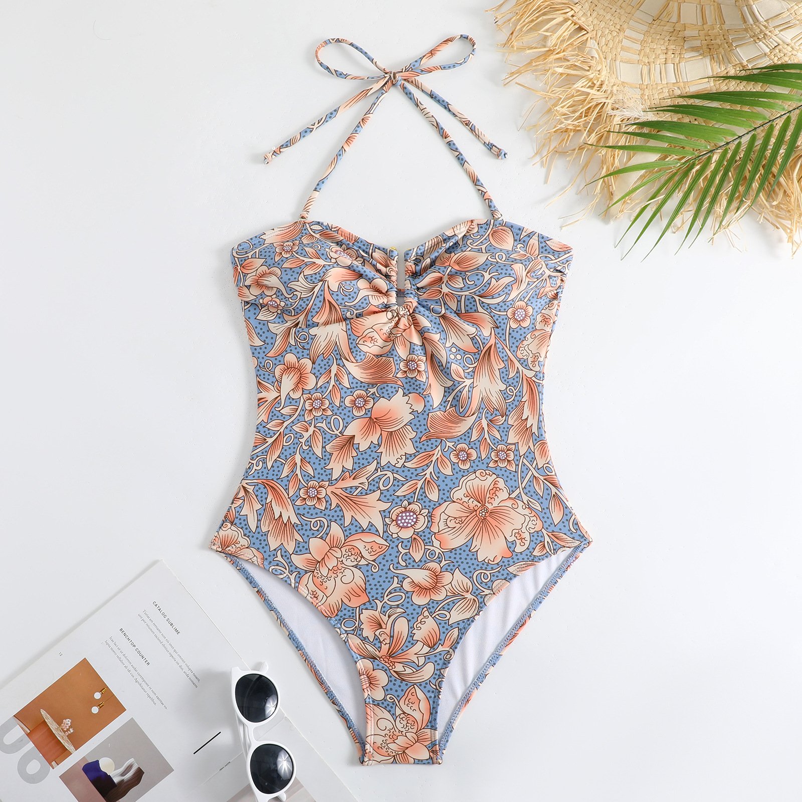 STOCK Print U SHAPE Designer Two Pieces Swimwear Women Beach Sarong CoverUp Bathing Suits