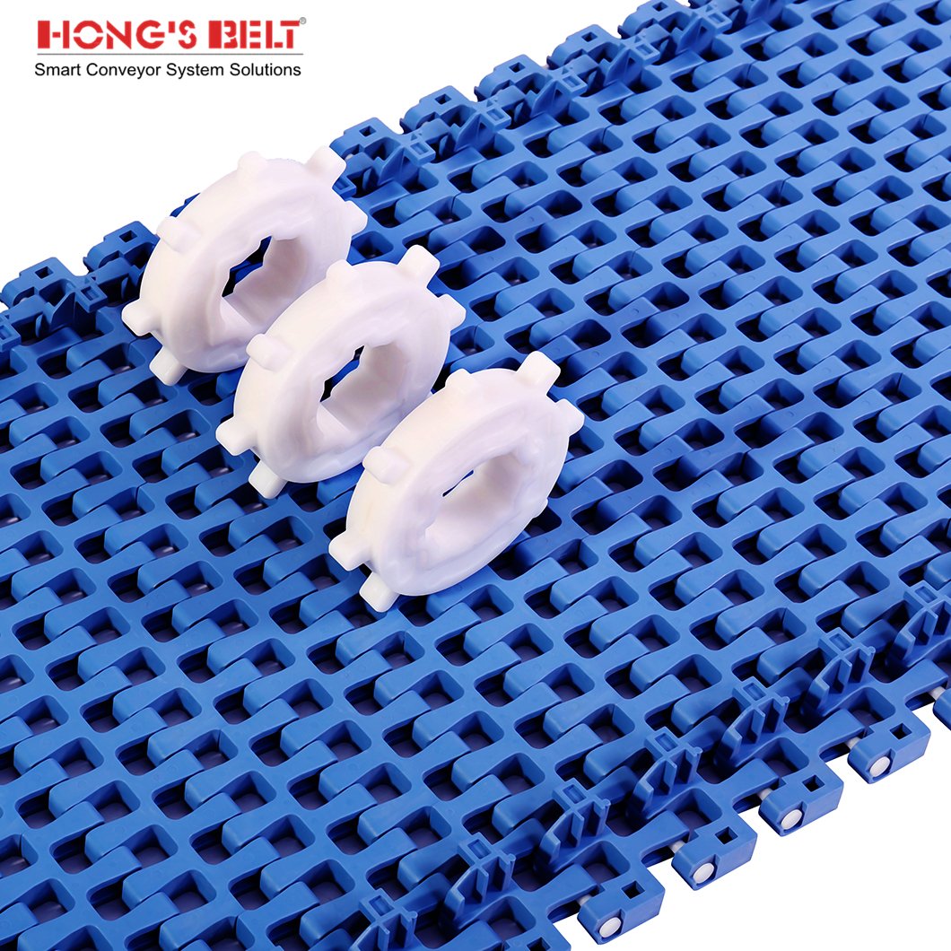 Hongsbelt meat process plastic flexible modular conveyor belt flush grid modular belt for packaging industry