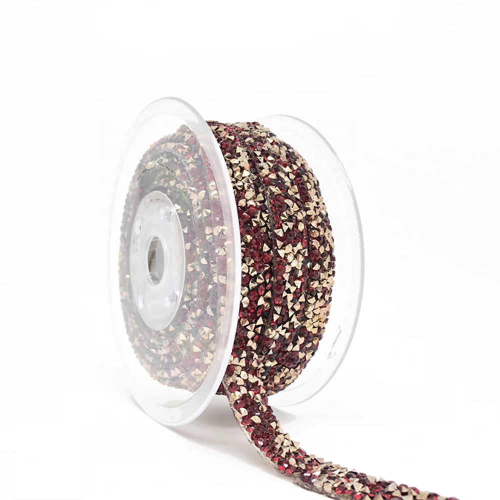 DIY wedding bridal dress applique bling chain banding belt rhinestone beaded trim sparkling crystal rhinestone fabric mesh