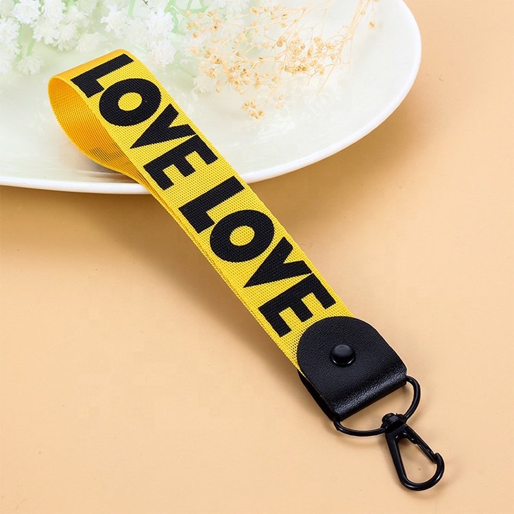 Custom OEM Private Colorful Screen Printing Logo Funny Safety Fabric Bracelet Key Chains for Souvenirs