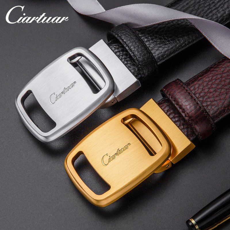 Custom Logo High Quality Full Grain Top Layer Luxury Cowhide Sliding Buckle Genuine Leather Belt For Men