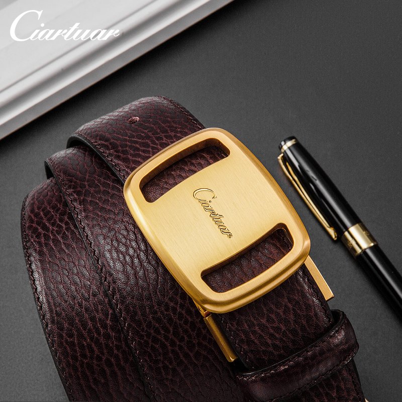 Custom Logo High Quality Full Grain Top Layer Luxury Cowhide Sliding Buckle Genuine Leather Belt For Men