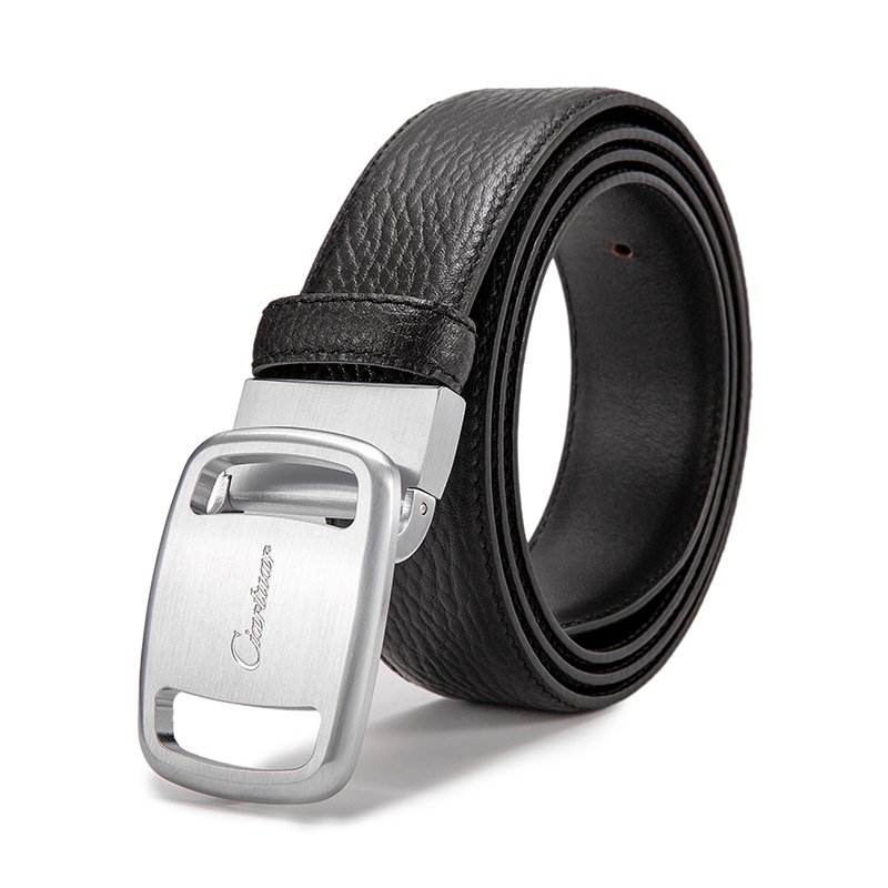 Custom Logo High Quality Full Grain Top Layer Luxury Cowhide Sliding Buckle Genuine Leather Belt For Men