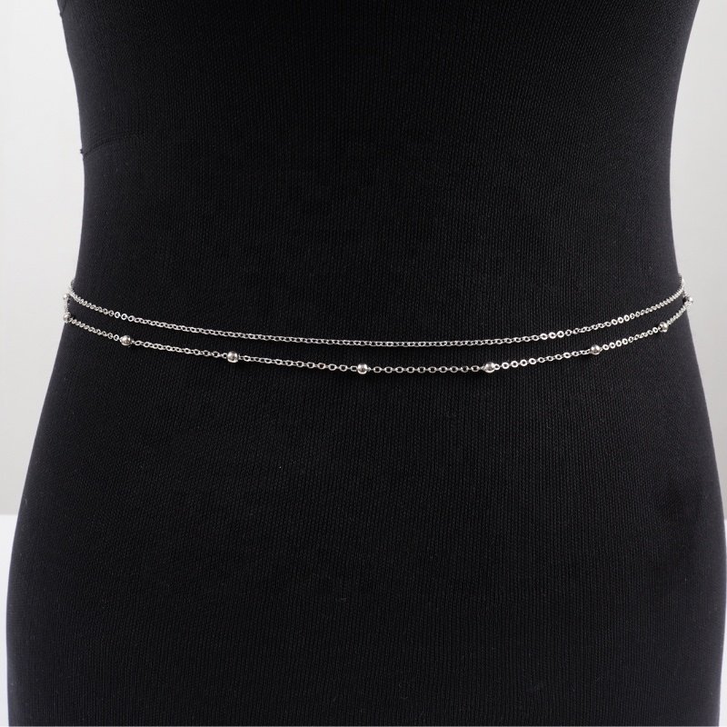Wholesale Special Double Layered Belly Accessories 2022 No Fade 18K Gold Stainless Steel Cable Ball Waist Chain