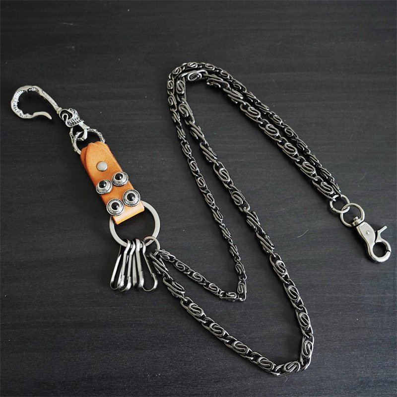 Adjustable Body Hip Hop Pants Chain Western Heavy Duty Pocket Keychain Punk Gothic Chunky Halloween Skull Jean Metal Chains
