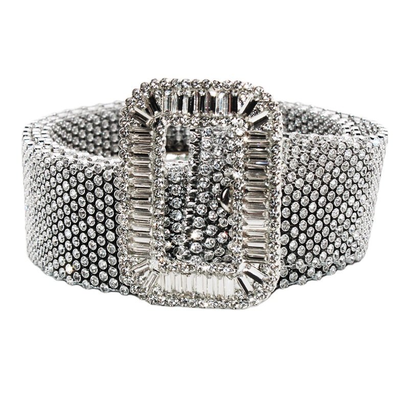 Adjustable Length Western Bling Bling Rhinestone Belt Wedding Women Cowboy Crystal Studded Leather Rhinestone Jean Dress Belts