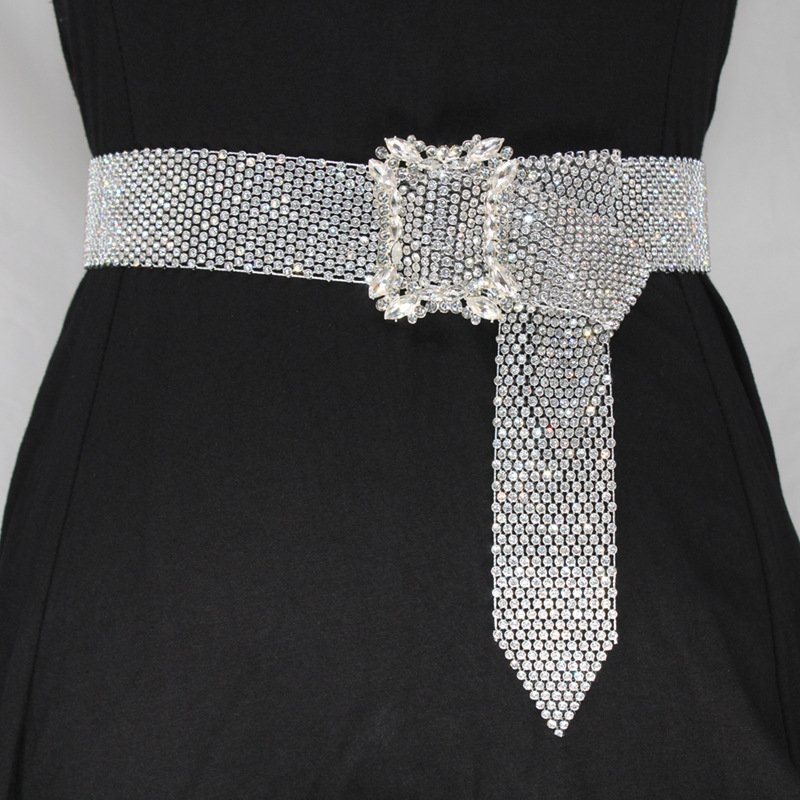 Adjustable Length Western Bling Bling Rhinestone Belt Wedding Women Cowboy Crystal Studded Leather Rhinestone Jean Dress Belts