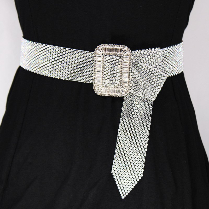 Adjustable Length Western Bling Bling Rhinestone Belt Wedding Women Cowboy Crystal Studded Leather Rhinestone Jean Dress Belts
