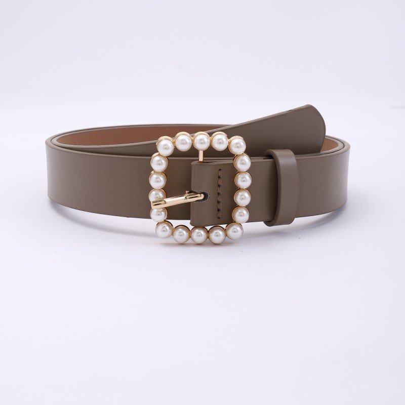 Women's Belt Fashion Design Jeans Dress Coat Belt Simple Pearl Pin Buckle Belt