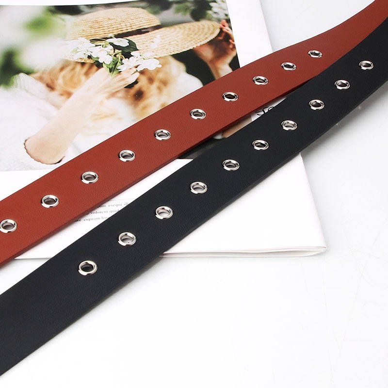 European and American Punk Style Ladies Belt Trendy Chain Decorative Eye Tooling Fashionable PU Leather for Jeans