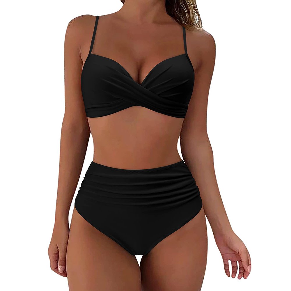 2024 new two-piece high-waisted sexy beach swimwear for women with small boobs push-up bikini