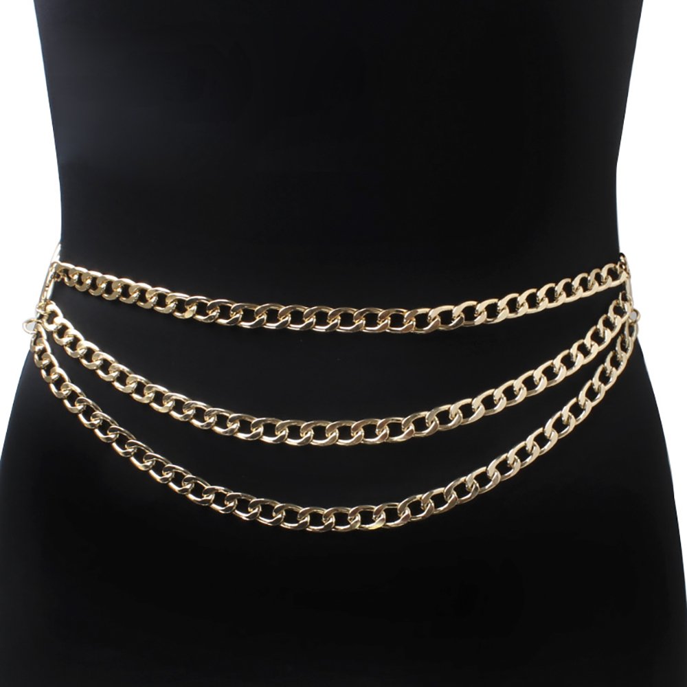 Wholesale Customized Fashion Women Dress Chain Waist Belt For Women multi-layer Exaggerated Body Metal Chain Belt