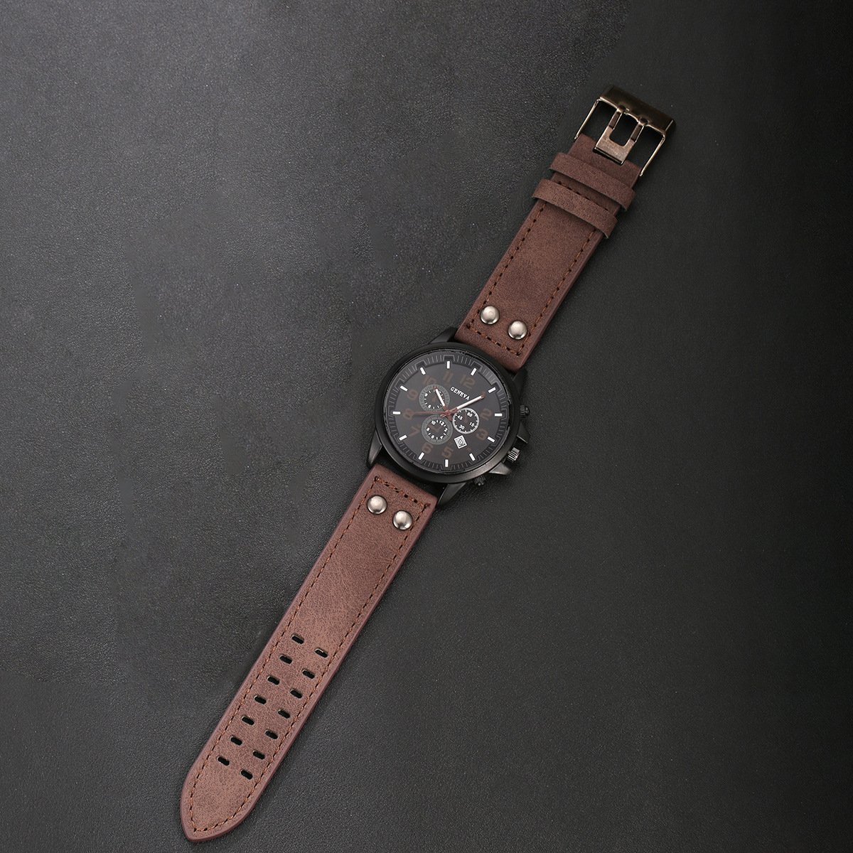 2024 Men's Business Leather Calendar Quartz Watch Belt Sunglasses Wallet Key Chain Gift Box Set