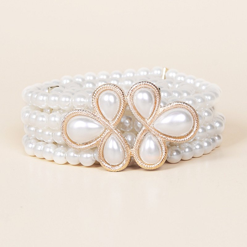 Popular Designer Leather Belts Vintage Beads Belt Multi layer Pearl Chain Belts Women Diamond Waist Chain Dress Decoration