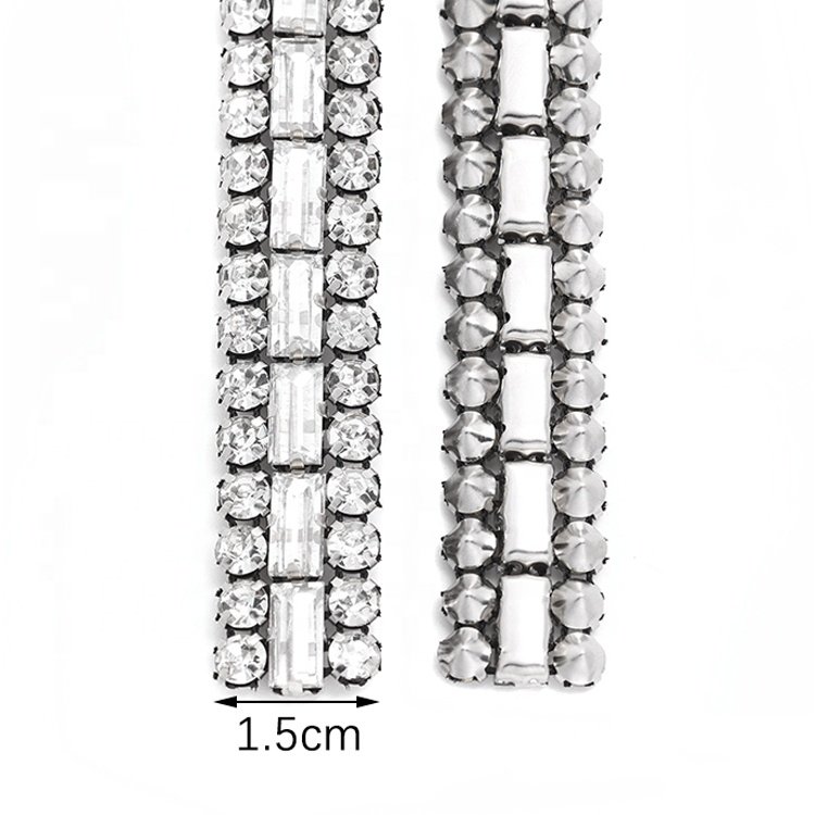 Rectangular glass mesh drill hat belt shoulder strap accessories crystal fringe trim